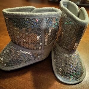 Glittery Silver Kids Boots